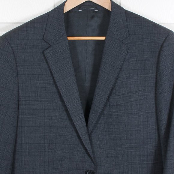 [SOLD] Hugo Boss 40R Modern Fit Wool Gray Check Single Breasted suit. - Picture 2 of 12